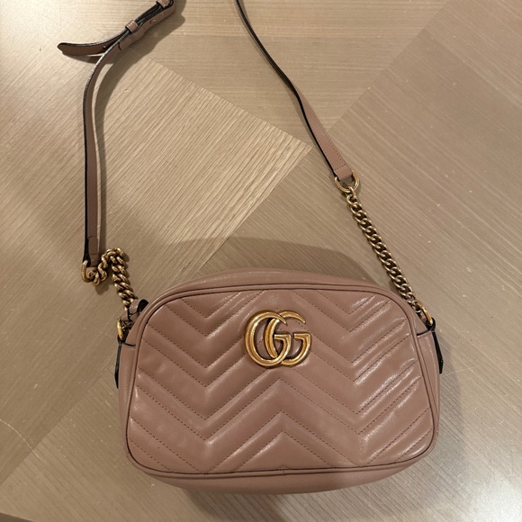 Gucci GG Marmont Small Camera Bag – Pale Pink / Taupe Quilted Leather - Picture 1 of 13